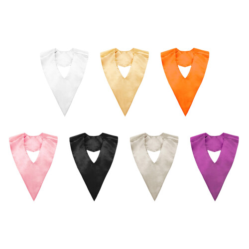 Single Color Academic Graduation Stole With V Shape-Silver 1