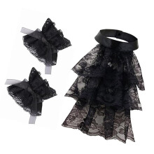 Victorian Ruffled Collar Tie WristbandCosplay Girls-Black