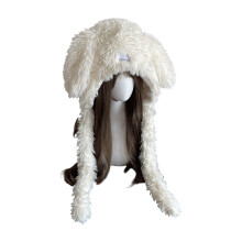 Breathable Winter Plush Hat with Fleece Lining Warm-White