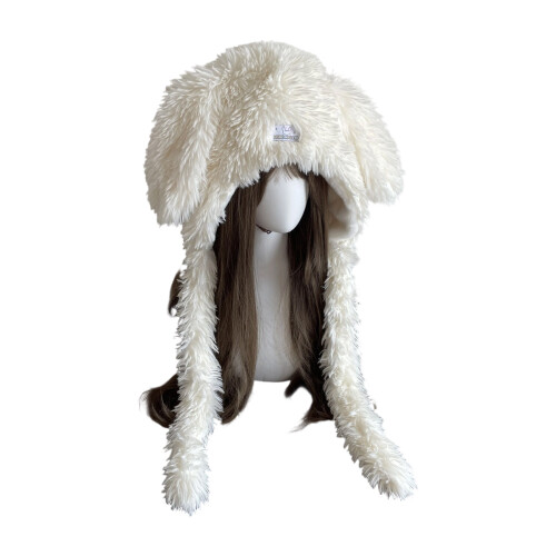 Breathable Winter Plush Hat with Fleece Lining Warm-White