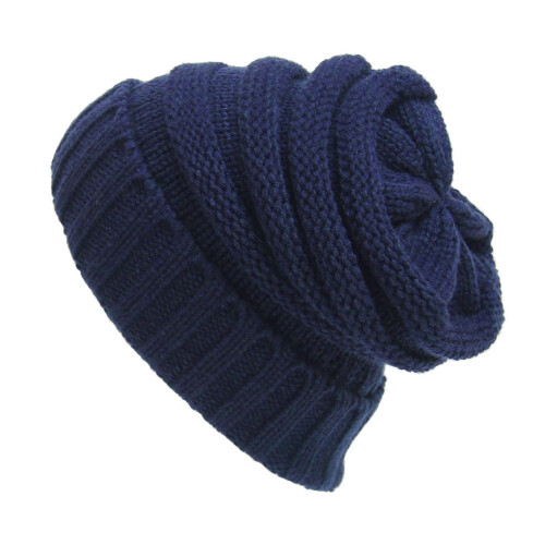 Soft Acrylic Beanies Hat Adjustable Knitted Hat Warm-Navy Blue