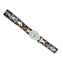 Soft Animal Print Punk Belt Durable Fabric Waist-round buckle