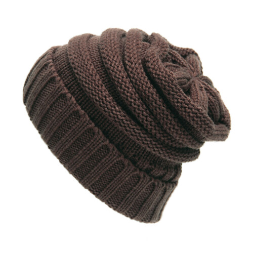 Portable Knitted Cap Adjustable Beanies Hat Warm Acrylic-brown