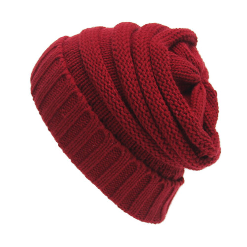 Soft Acrylic Beanies Hat Adjustable Knitted Hat Warm-Red