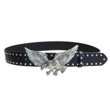 Studded Belt With Animal Motif Lightweight PU Adjustable-A