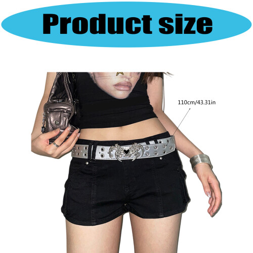 Ceinture à fermoir à épingle à Double rangée de Style Punk,-Noir 2