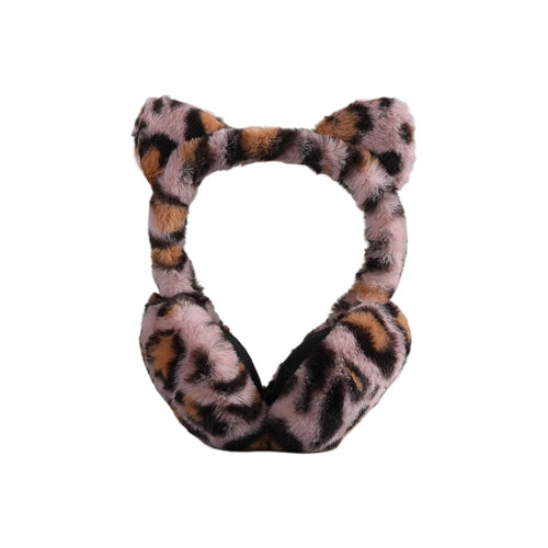 Multifunctional Winter Earmuffs Cartoon Leopard-Pink