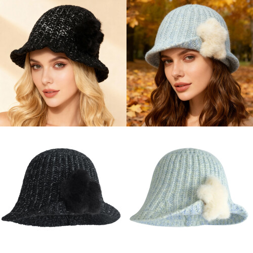 Chapeau de pêcheur à la mode avec décoration-bleu clair 2