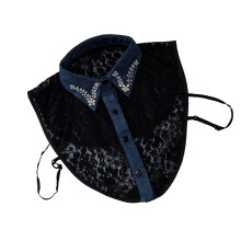 Luxurious Polyester False Collar With-Black and blue contr