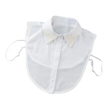 Stylish Detachable Collar with Artificial Pearls Design-White