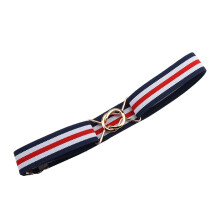 Lightweight Stretch Belt for-Blue white and red Round buckle