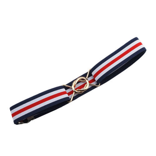 Lightweight Stretch Belt for-Blue white and red Round buckle