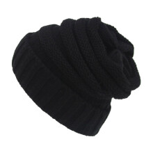 Praktische gestrickte Kopfbedeckung, modische Mützen für-Schwarz