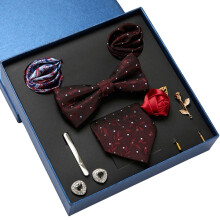 Set of 9 Men's Accessories Gift Box Set with Tie Bowtie-LB181