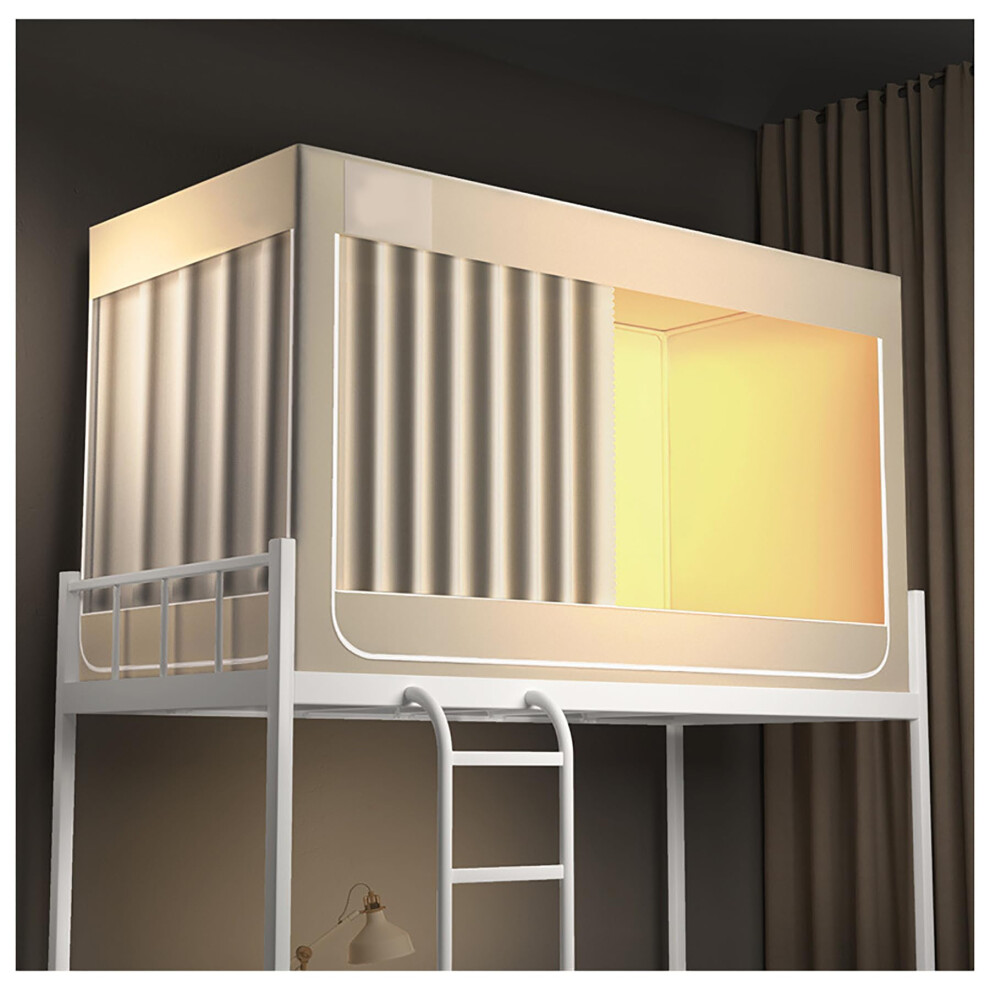 Canopy For Bunk Beds – 4 Corner Posts, Privacy Tent, Blackout Curtains, Bed Frame, Dormitory Decoration, Loft Bed Canopy For Kids, Beige