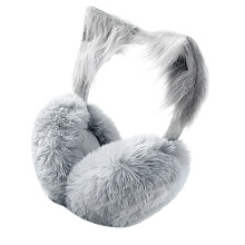 Plush Cartoon Kitten Ear Warmer for Women Different Head-Gray
