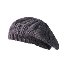 Stylish Beret Acrylic Fibre Cable Knit Skull Hat for-Dark Grey