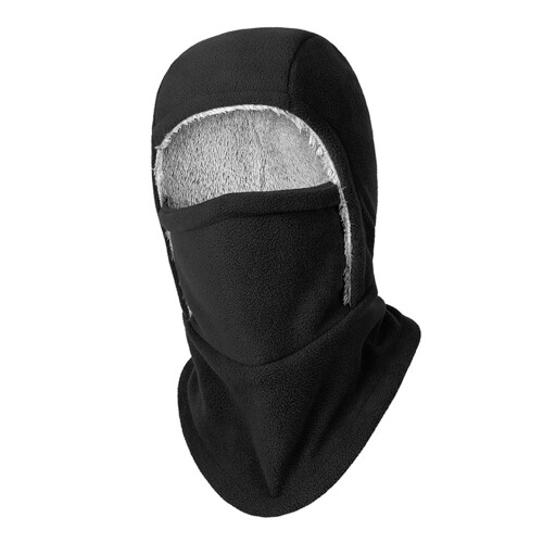 Fleece Balaclava Integrated Design Windproof Hooded for-Black
