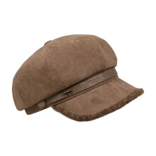 Unisex-Baskenmütze aus verdicktem Wildleder mit-Khaki M