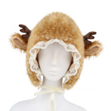 Warm Winter Hat with Deer Pattern Comfortable Plush-light tan