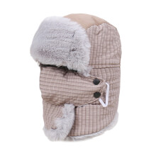 Warm Trapper Hat Thick Faux Furs Lining Adjustable-Khaki OS