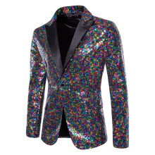 Sequin Jacket Men's Slim Fit Suit Jacket, Shiny Festival Glitter Blazer, Iridescent XXL 02 Purple, Wedding Glitter Outfit