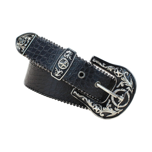 Sangle de taille réglable avec œillet noir gothique,-motif croco