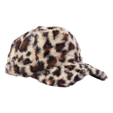 Winter pluche baseballpet met luipaardpatroon harige warme-5