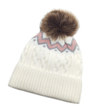 Rekbare pullovermuts met pompons en-Witte M