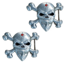 Totenkopf-Schnalle im gotischen Stil, hochfestes Metall,-Silber