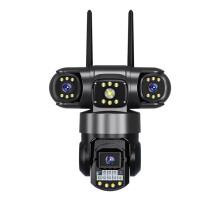 6MP HD Night Vision Surveillance Camera Triple Lens with Motion Detection, Two-Way Audio, IP66 Waterproof, 4G/WiFi/Wired, 128GB Card Included