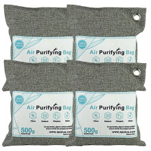 Activated Charcoal Odor Eliminator, Natural Air Purification Bags, Grey-Green 200g Each, Reusable No Fragrances Odorless Bamboo Charcoal Filter, Pet