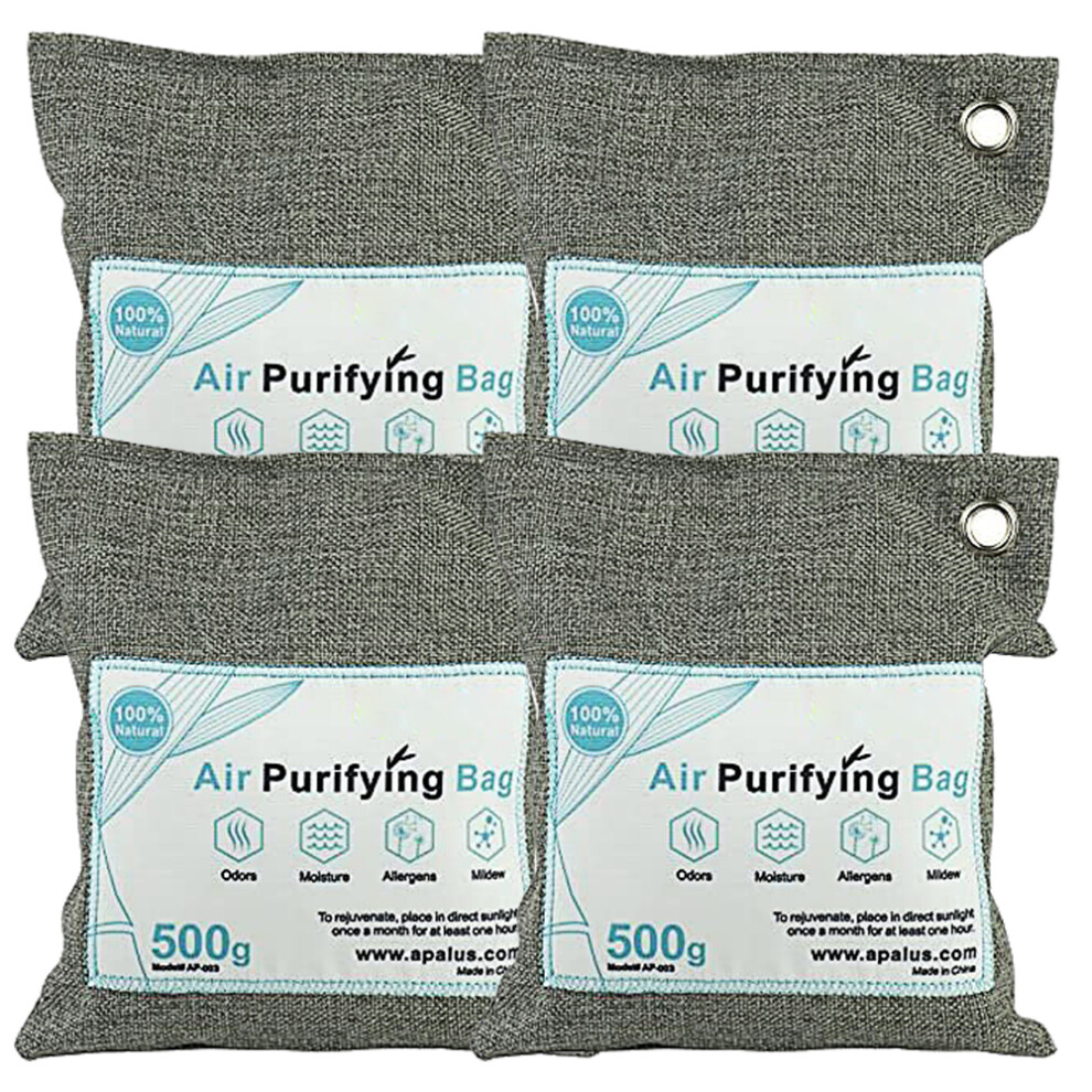 Eco-Friendly Reusable Bamboo Charcoal Air Purifying Bags, Odor Absorber & Moisture Absorber, Natural Home Deodorizer For Anywhere (Pack Of 4, 9190834605760
