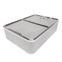 Sterilized Stainless Steel Mesh Tray With Lid 25 X 25 X 7 CM MedicalDental Instrument Sterilization Ultrasonic Cleaning