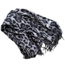 Gemütlicher Schal im Leoparden-Design, Winterschal,-Grau