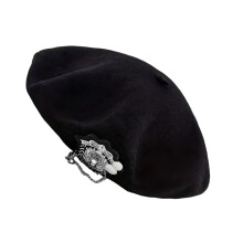 Casquette bombée en mélange de laine pour robe de-Noir
