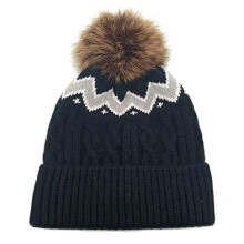 Chapeau d'hiver PomPoms avec fibre acrylique chaude et-Noir M