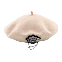Casquette en mélange de laine, béret d'hiver Simple pour-Beige