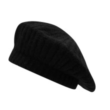 Béret en laine extensible pour femmes et hommes,-Noir