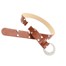 Ceinture Punk rétro gravée en cuir PU réglable, accessoire-brun