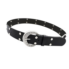 Tailleband met klinknagels, riem met studs, verstelbaar-Zwart