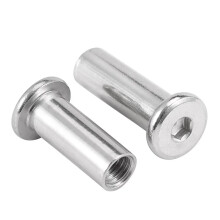304 Stainless Steel Rivet Connector M3M8 Hex Socket Head, Flat Hex Joint Sleeve, 12mm Length, M5 (10 Pcs)