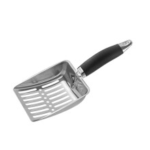 Metal Cat Litter Scoop with Comfort Rubber Handle, Durable Sifting Slots for All Litter Types