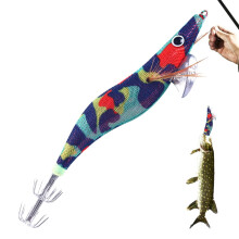 Squid Lure Wooden 4Inch Glow Effect Swimming Lure With Flexible Hook For Cod Sea Bass Snapper