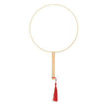 Leque chinês redondo estilo antigo, acessório para dança, com cabo de bambu adornado com borlas, ideal para decoração de casa e projetos DIY com
