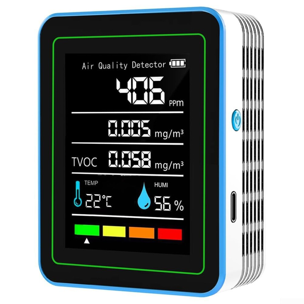 Indoor air testing made easy â 5in1 device for TVOC, temperature, and humidity measurements (white)