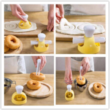 Plastic Donut Mould with Pliers, Authentic NYC Style Doughnut Cutter for Homemade Donuts, Non-Stick Baking Tool Set for Kitchen Use, Reusable Pastry