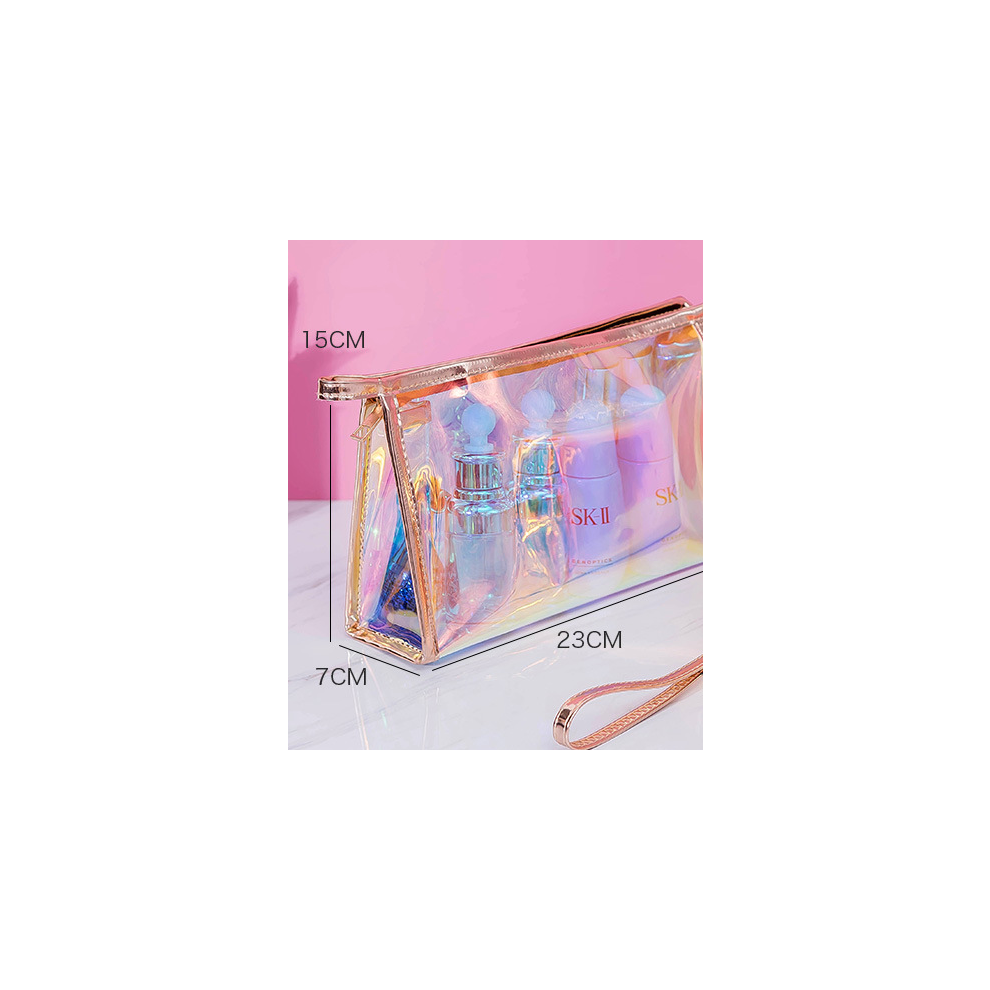 Portable Toiletry Bag Holographic Makeup Bag, Large Capacity Waterproof TPU Cosmetic Bag For Women, Men, Clear Makeup Pouch With Iridescent Design