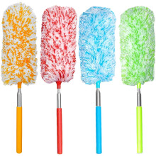 Scratch-Resistant Cover Extendable Duster, Fluffy Microfiber Nozzle Captures Dust Without Chemicals for Safe Cleaning of All Surfaces (Red)