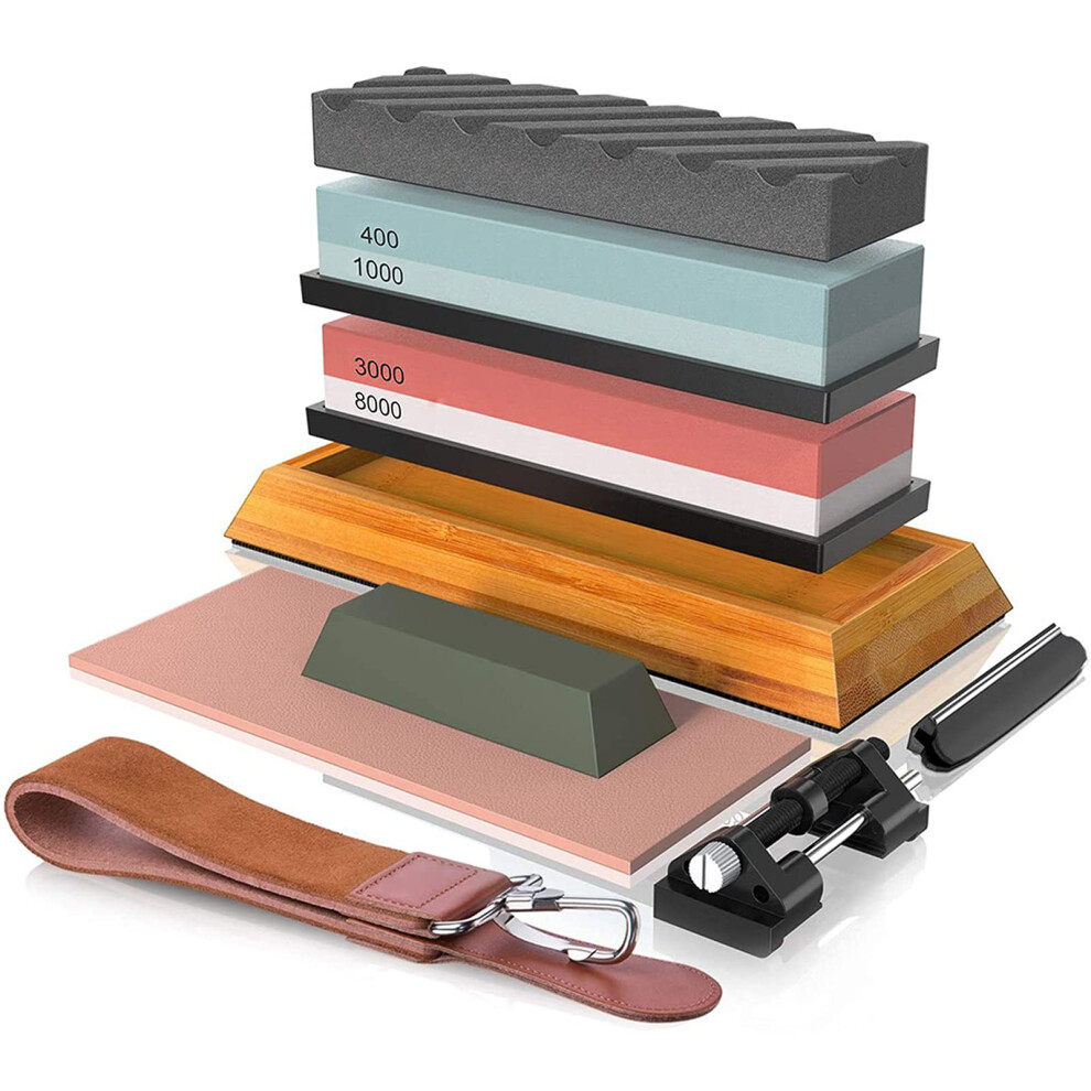 400/1000 3000/8000 Whetstone Sharpening Stone Set With Nonslip Base Cutter Sharpener 9365049969345
